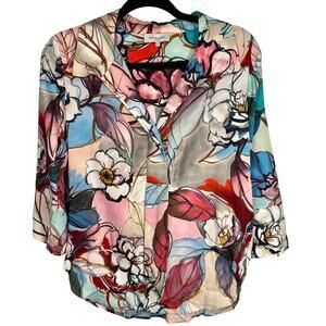Dea Kudibal Women's Bloomsbury Blouse Top Size S Art Nouveau Floral Luxury VNeck